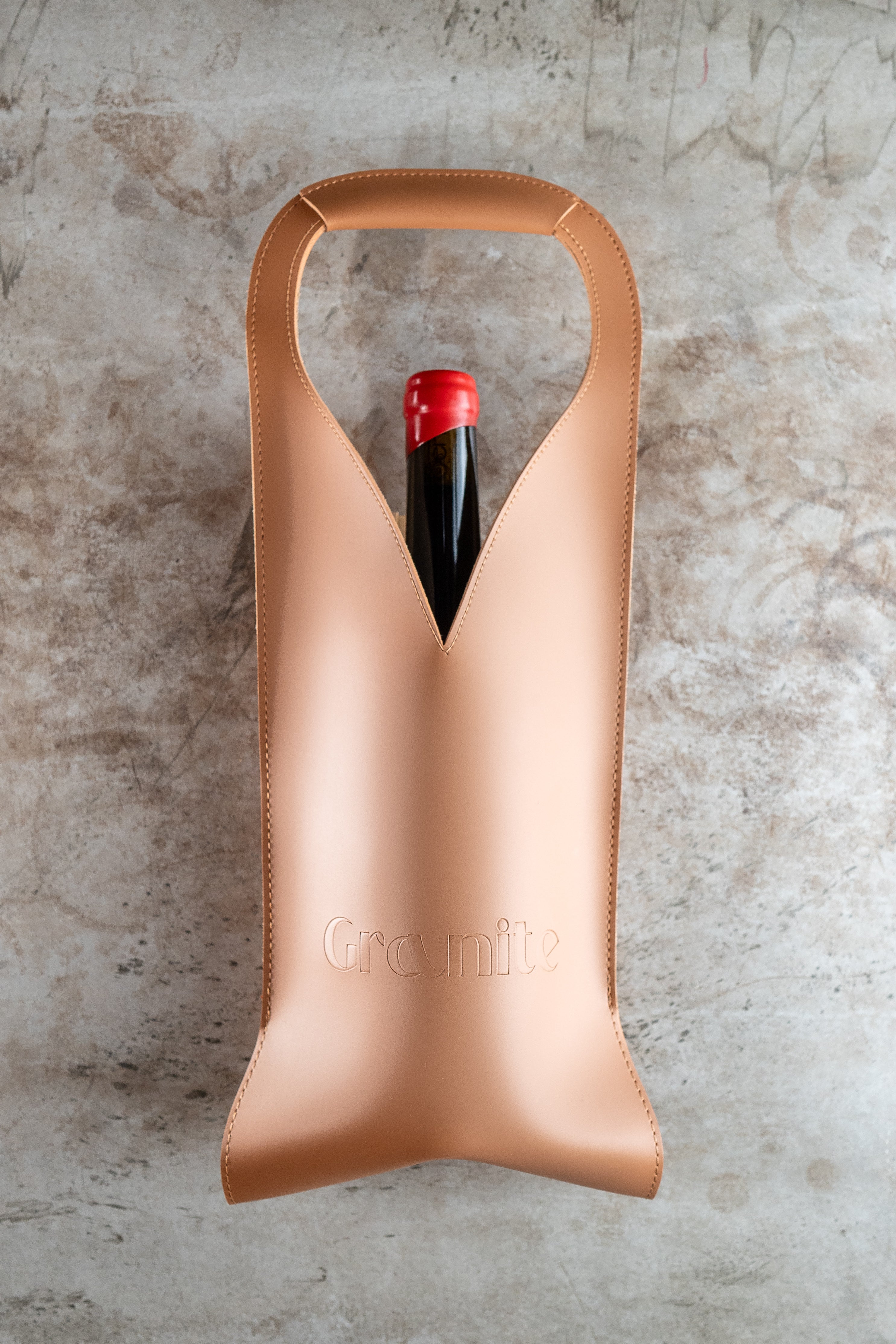 Leather Wine Bag - Cognac & Forest Green