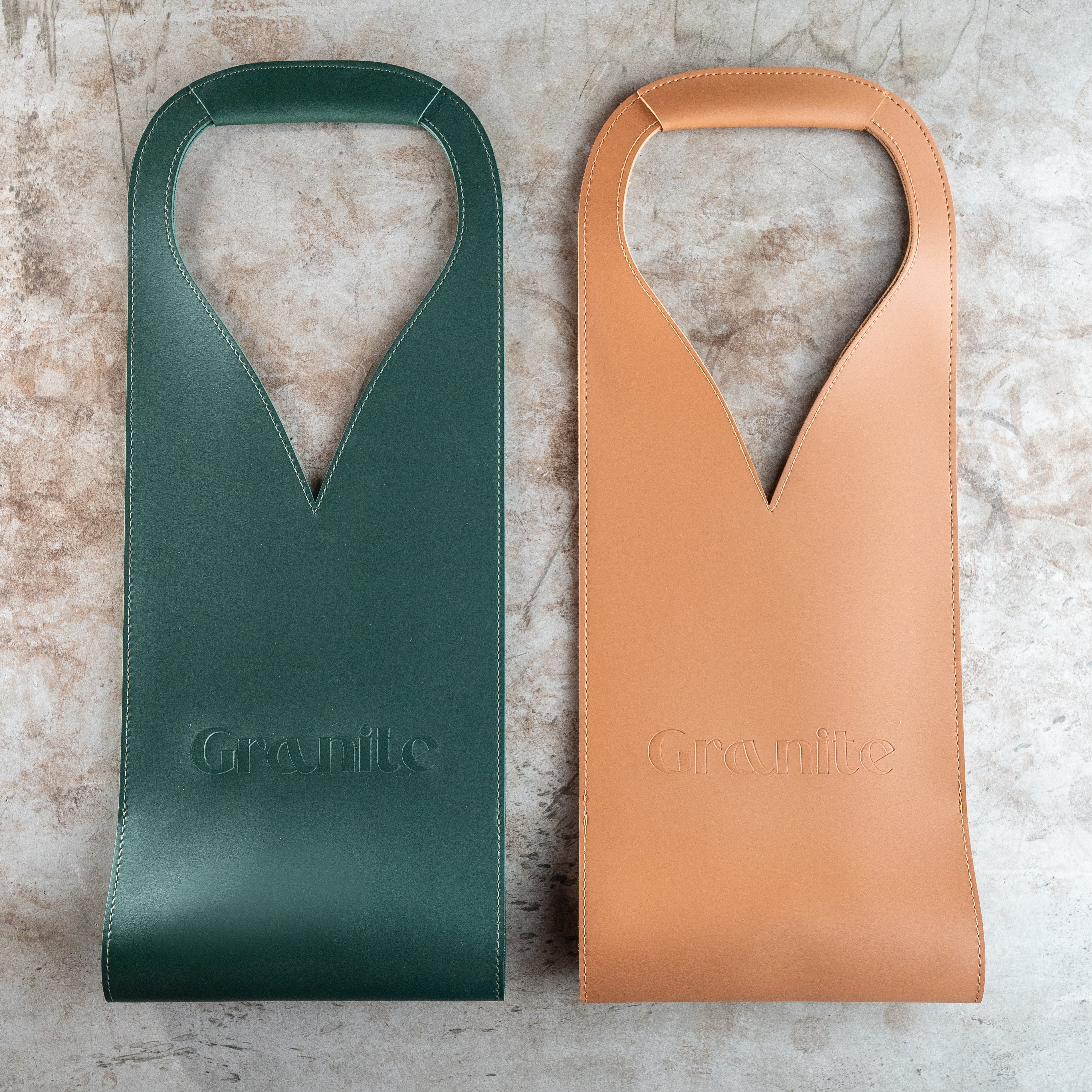 Leather Wine Bag - Cognac & Forest Green